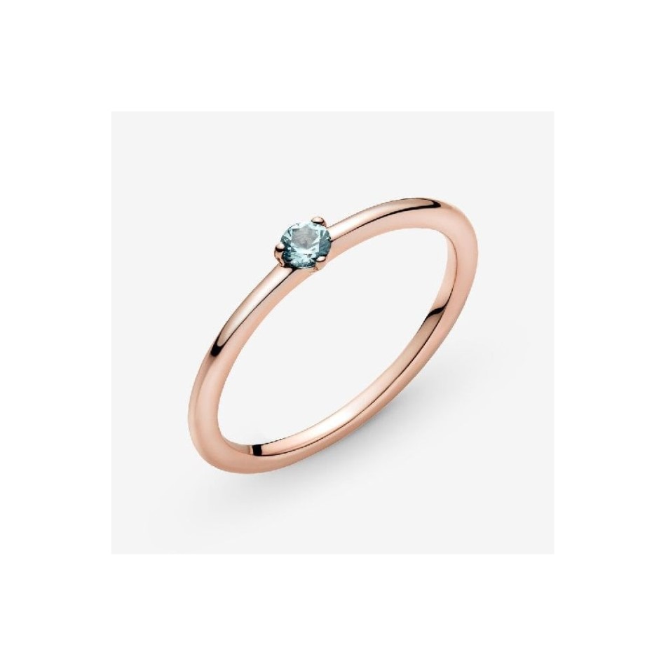 Rose Light Blue Solitaire Pandora NZ Ring