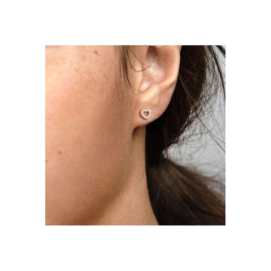 Rose Open Heart Stud Earrings Pandora NZ