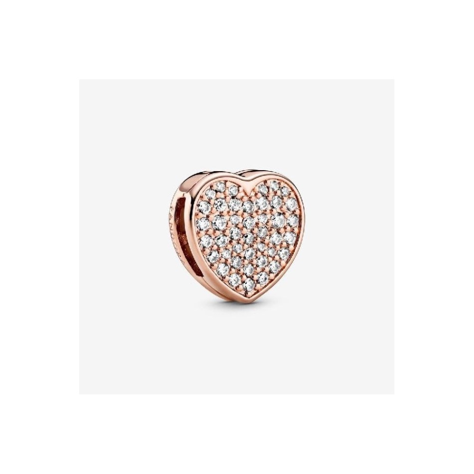 Rose Pave Heart Clip Charms Pandora NZ