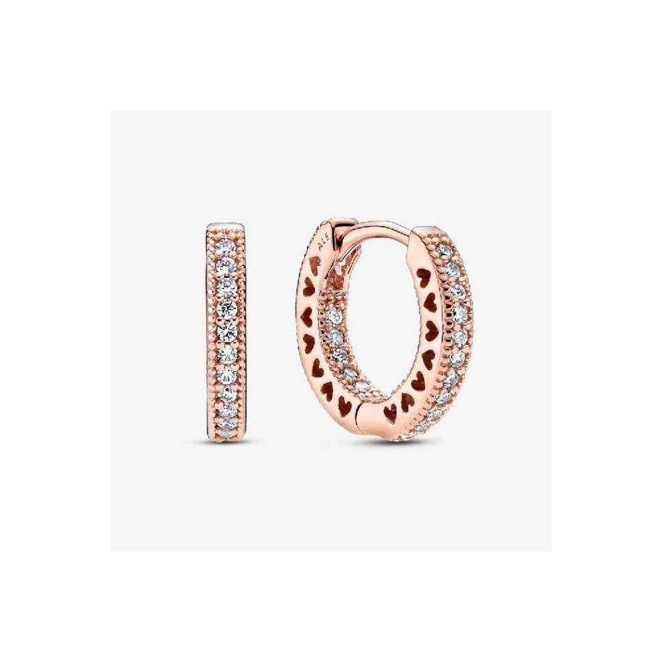Rose Pave Heart Hoop Earrings Pandora NZ