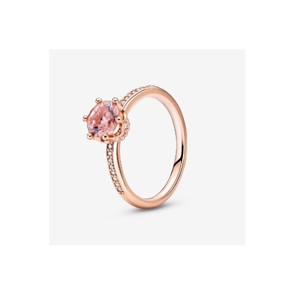 Rose Pink Brand Pandora NZ Sparkling Crown Solitaire Ring