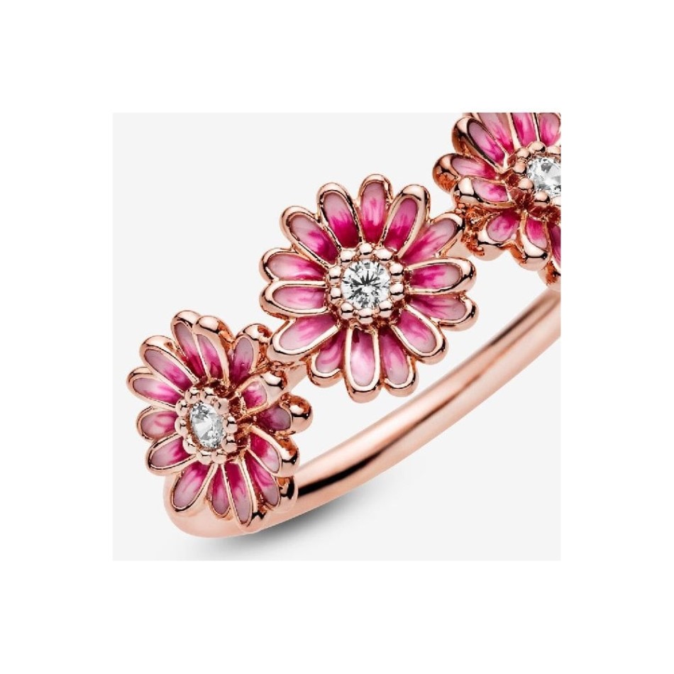 Rose Pink Daisy Pandora NZ Brand Flower Trio Ring