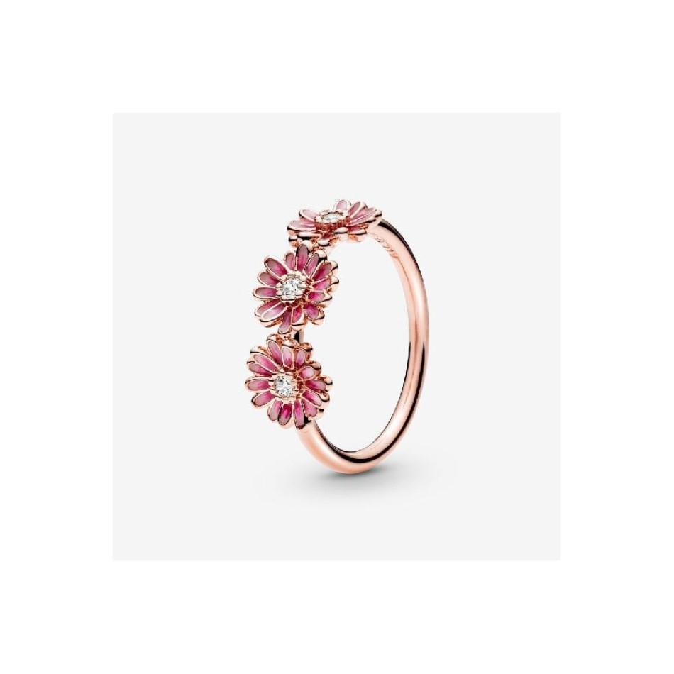 Rose Pink Daisy Pandora NZ Flower Trio Ring