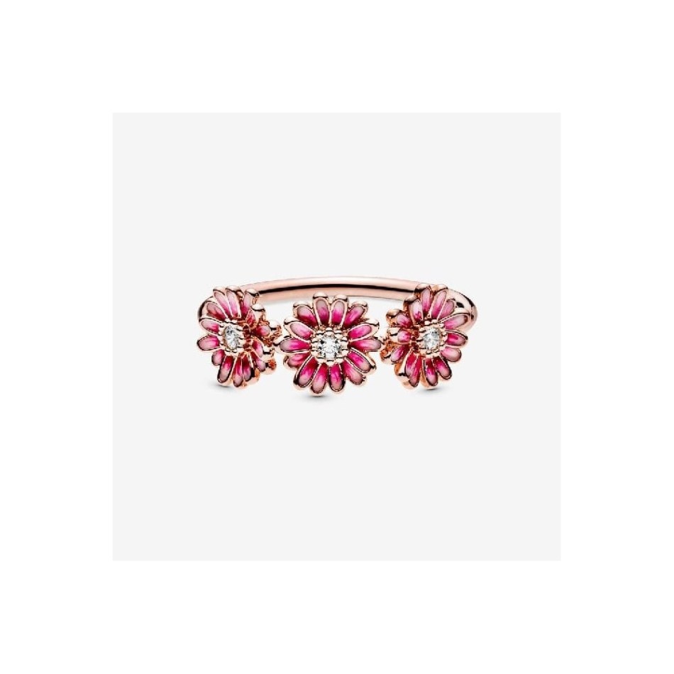 Rose Pink Daisy Pandora NZ Flower Trio Ring