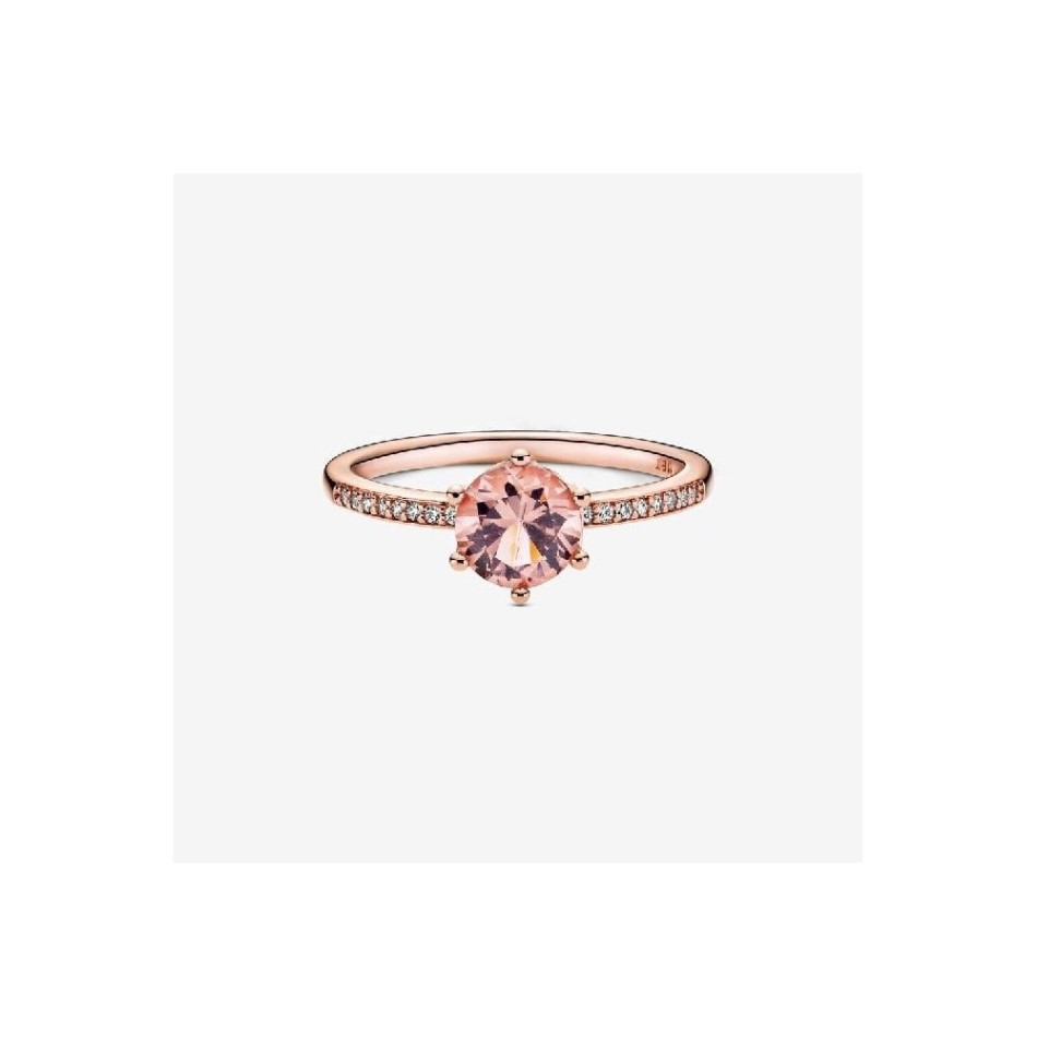 Rose Pink Sparkling Crown Solitaire Ring Pandora NZ
