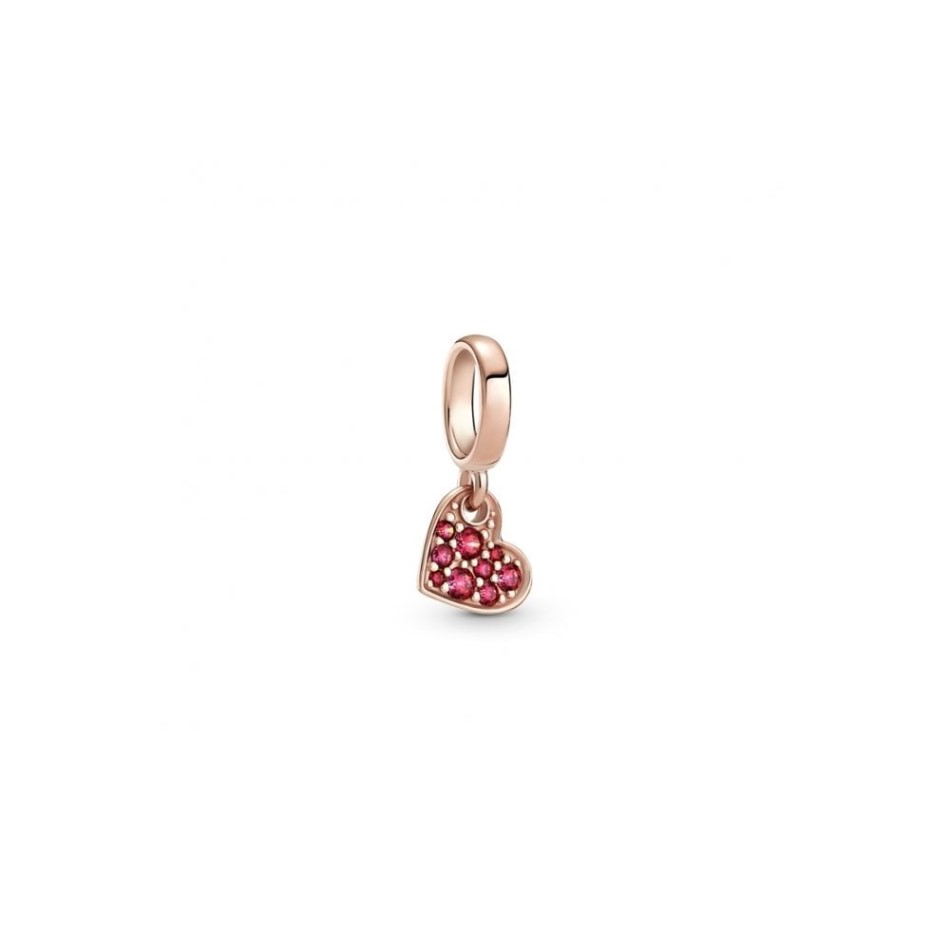 Rose Red Pave Tilted Heart Dangle Charms Pandora NZ
