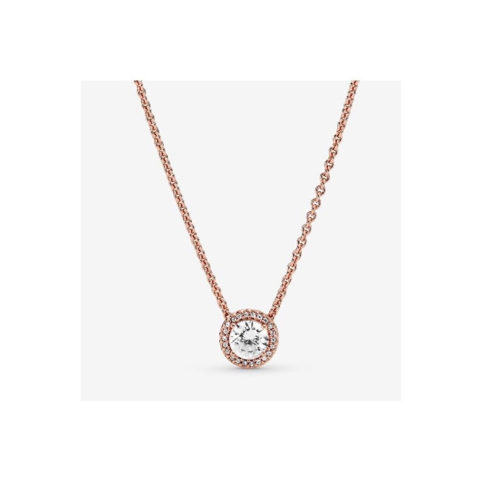Rose Round Sparkle Halo Necklace Pandora NZ