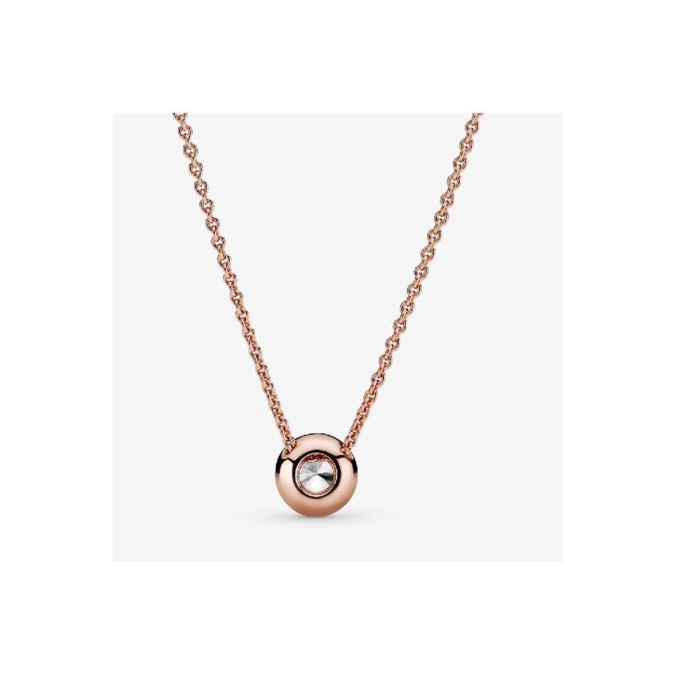 Rose Round Sparkle Halo Necklace Pandora NZ
