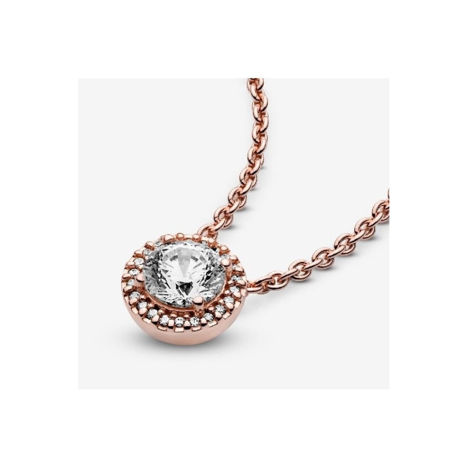 Rose Round Sparkle Halo Necklace Pandora NZ