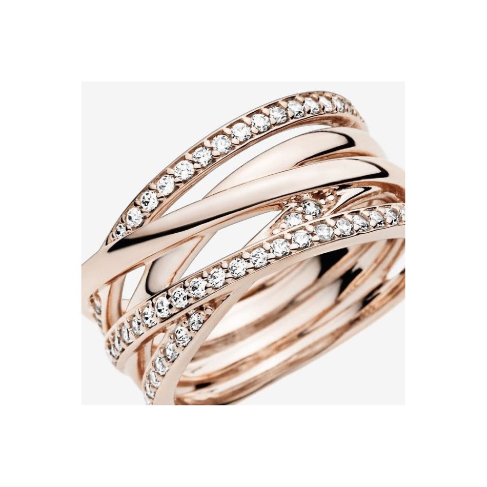 Rose Sparkling & Brand Pandora NZ Polished Lines Ring