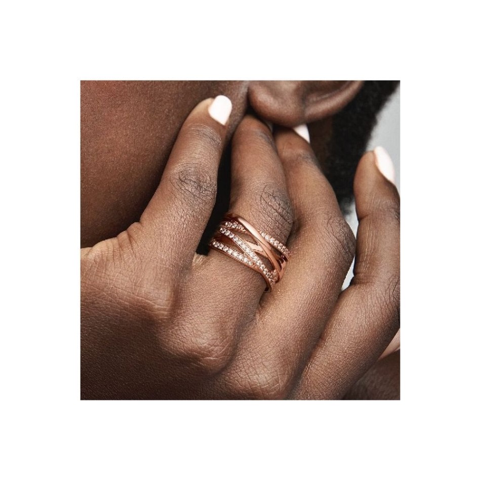 Rose Sparkling & Brand Pandora NZ Polished Lines Ring