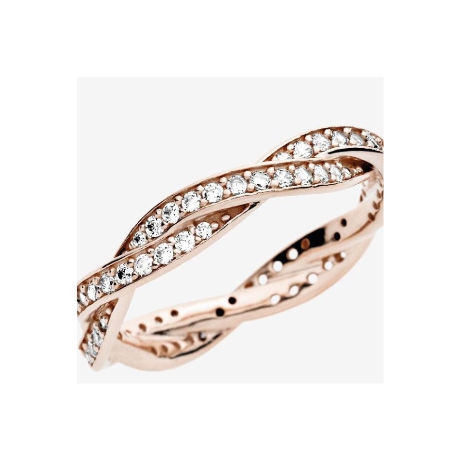 Rose Sparkling Brand Pandora NZ Twisted Lines Ring