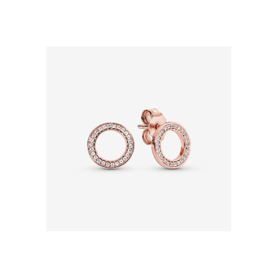 Rose Sparkling Circle Stud Earrings Pandora NZ