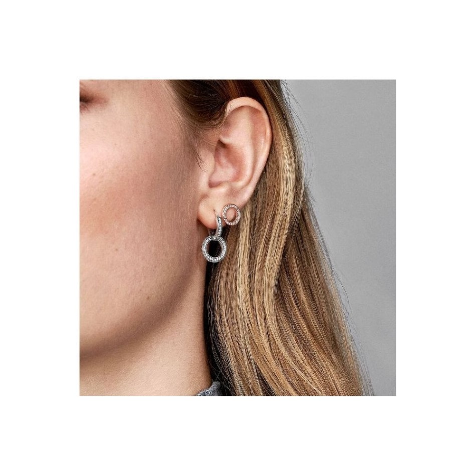 Rose Sparkling Circle Stud Earrings Pandora NZ