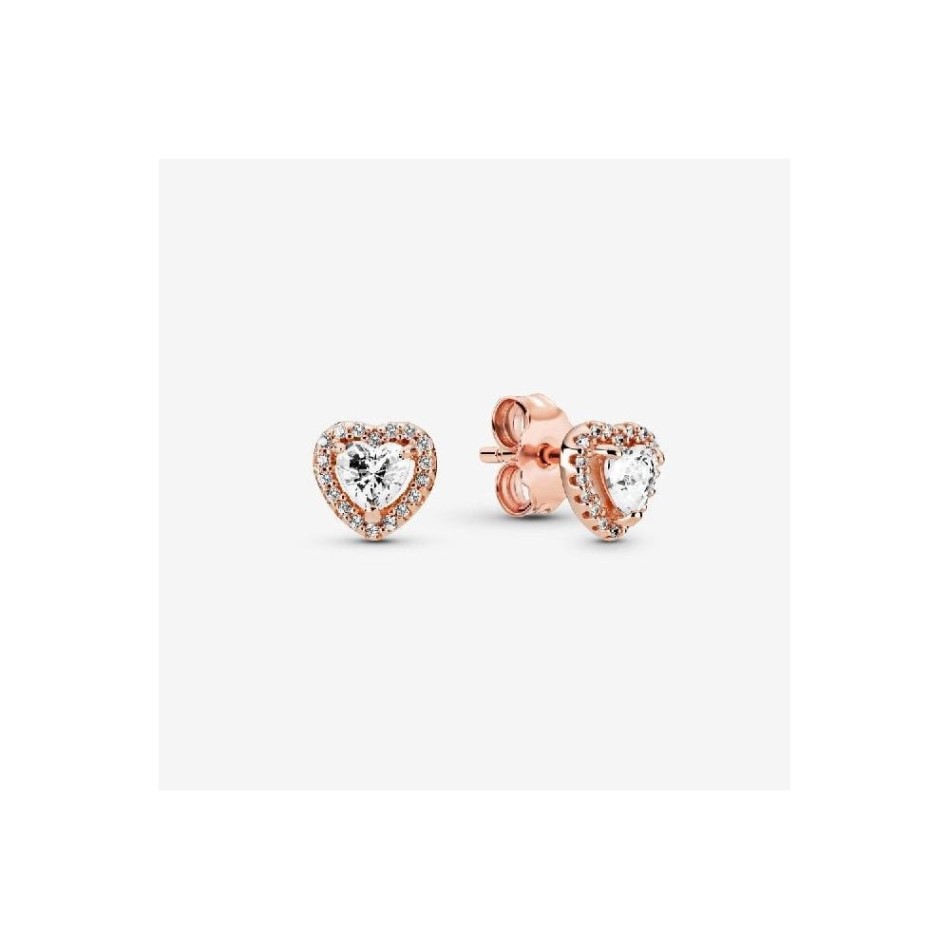 Rose Sparkling Elevated Heart Stud Earrings Pandora NZ