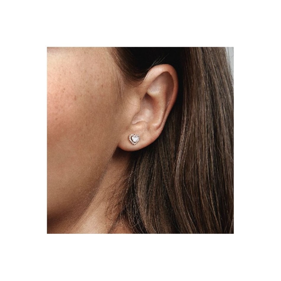 Rose Sparkling Elevated Heart Stud Earrings Pandora NZ