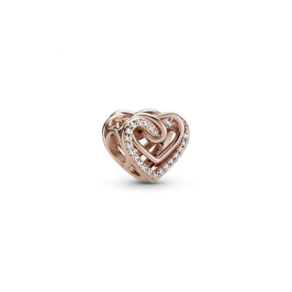 Rose Sparkling Entwined Hearts Charms Pandora NZ