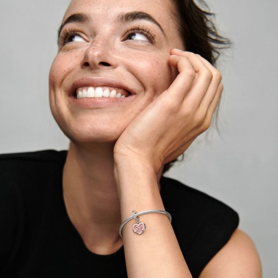 Rose Sparkling Infinity Heart Dangle Charms Pandora NZ