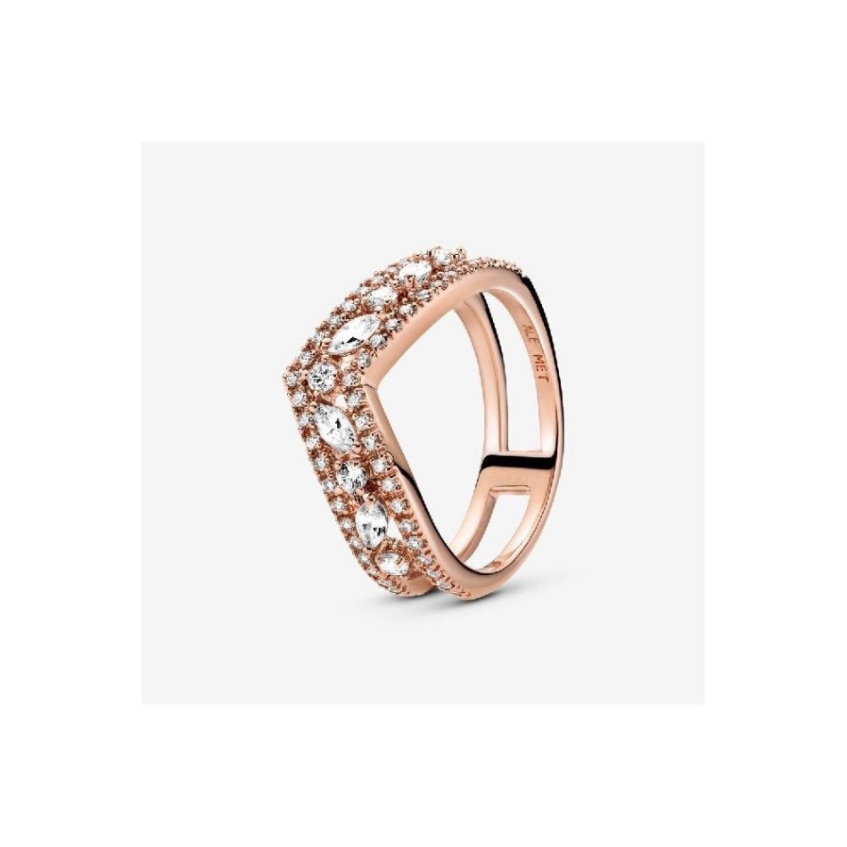 Rose Sparkling Marquise Double Wishbone Ring Pandora NZ
