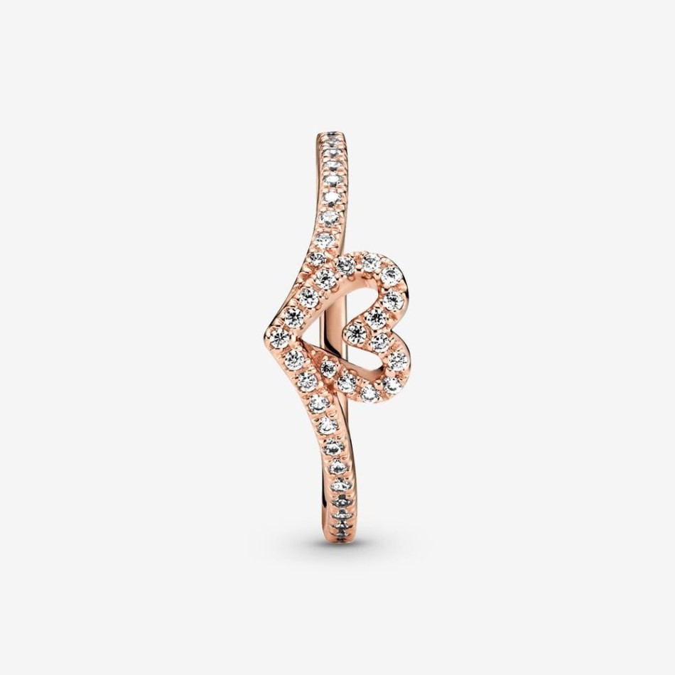 Rose Sparkling Pandora NZ Wishbone Heart Ring