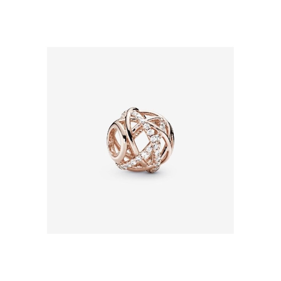 Rose Sparkling & Polished Lines Charm Pandora NZ
