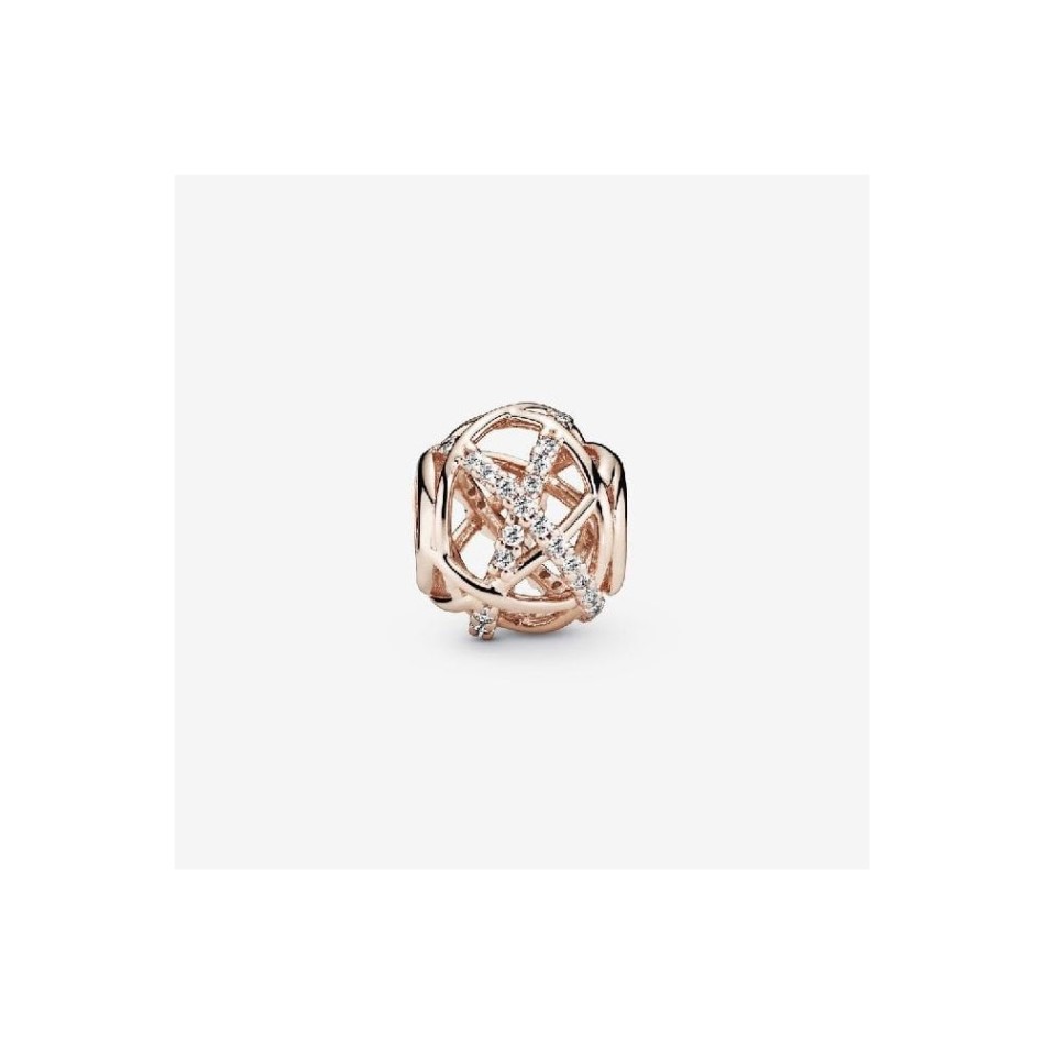 Rose Sparkling & Polished Lines Charm Pandora NZ