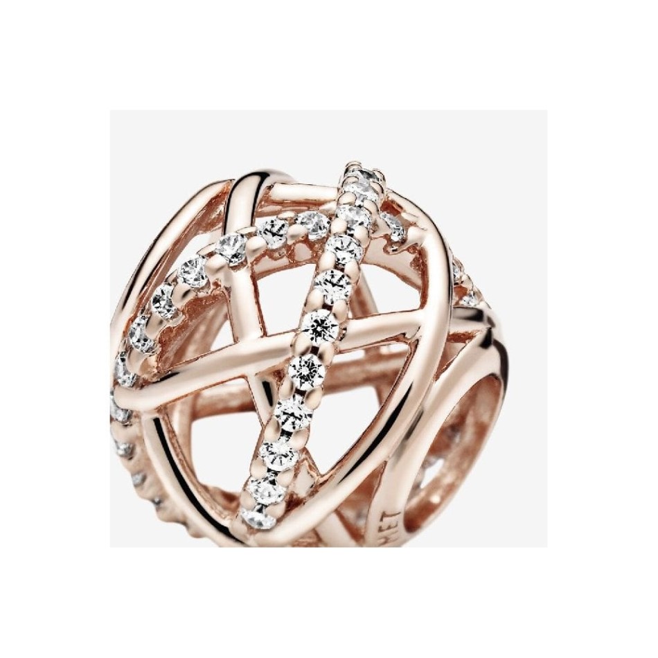 Rose Sparkling & Polished Lines Charm Pandora NZ