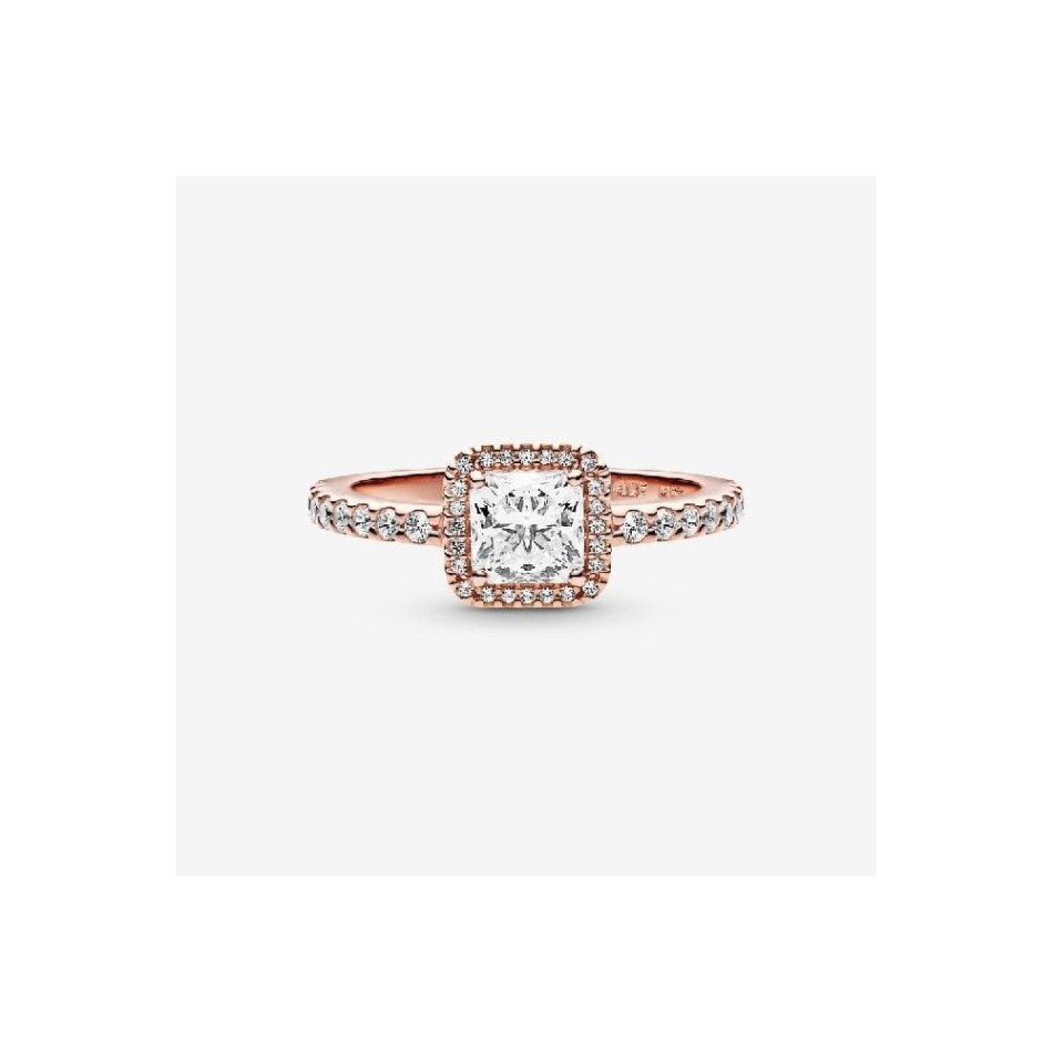 Rose Square Sparkle Halo Ring Pandora NZ