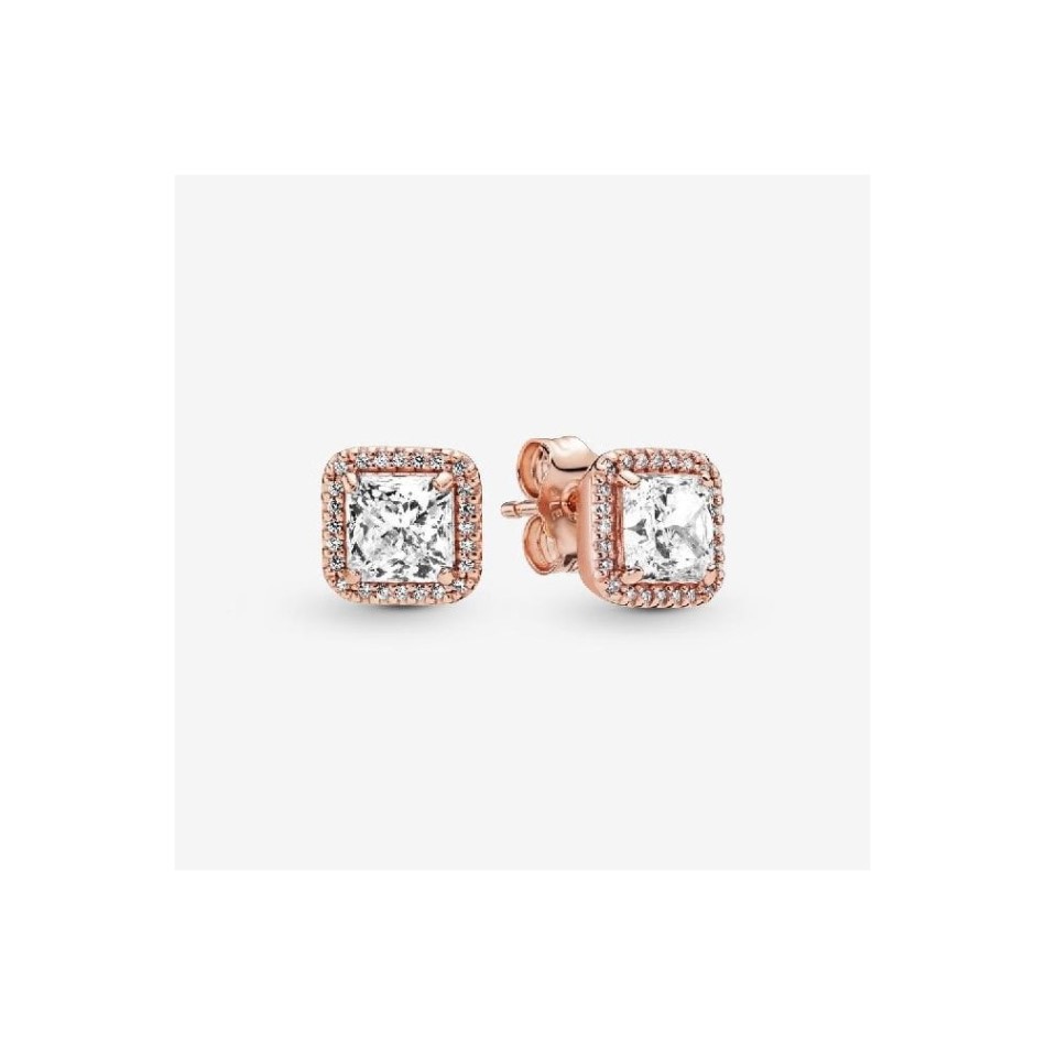 Rose Square Sparkle Halo Stud Earrings Pandora NZ