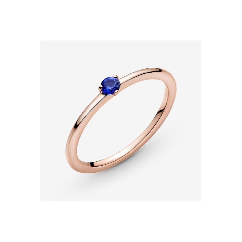 Rose Stellar Blue Solitaire Pandora NZ Ring