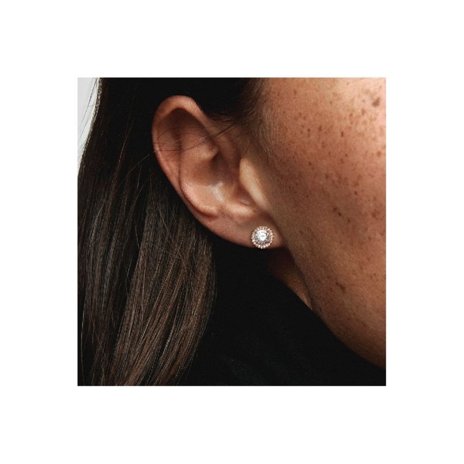 Round Sparkle Halo Stud Earrings Pandora NZ