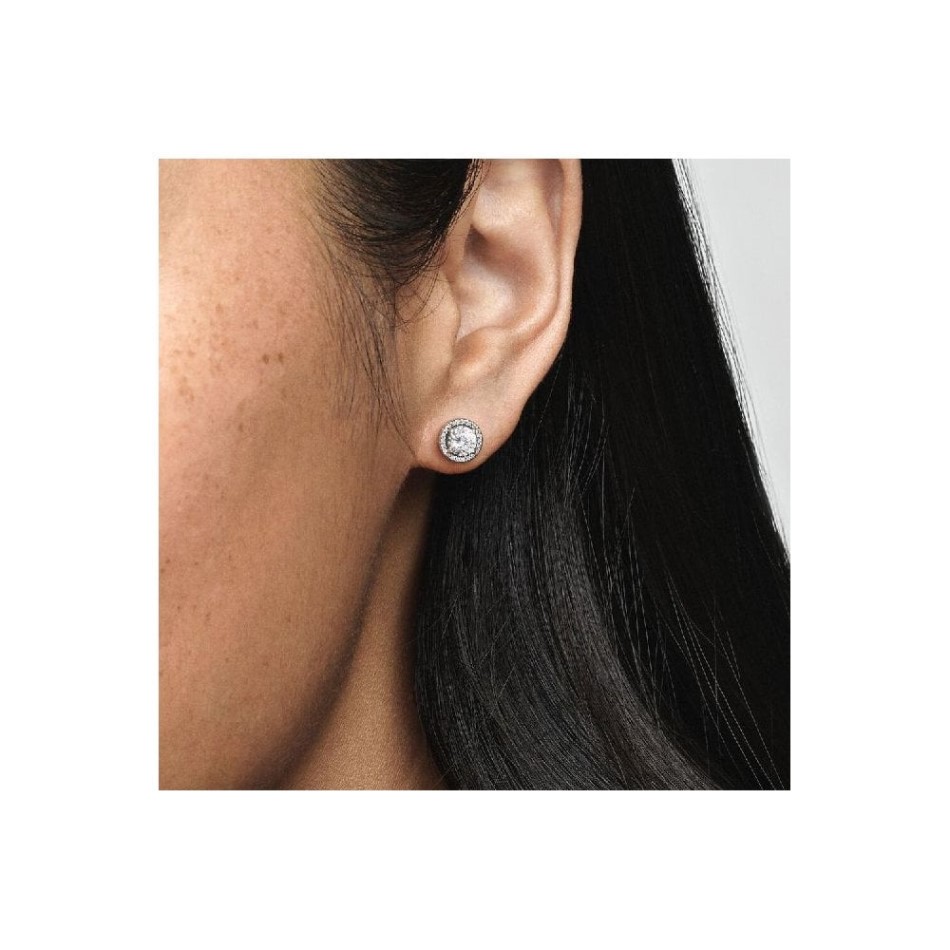 Round Sparkle Stud Earrings Pandora NZ