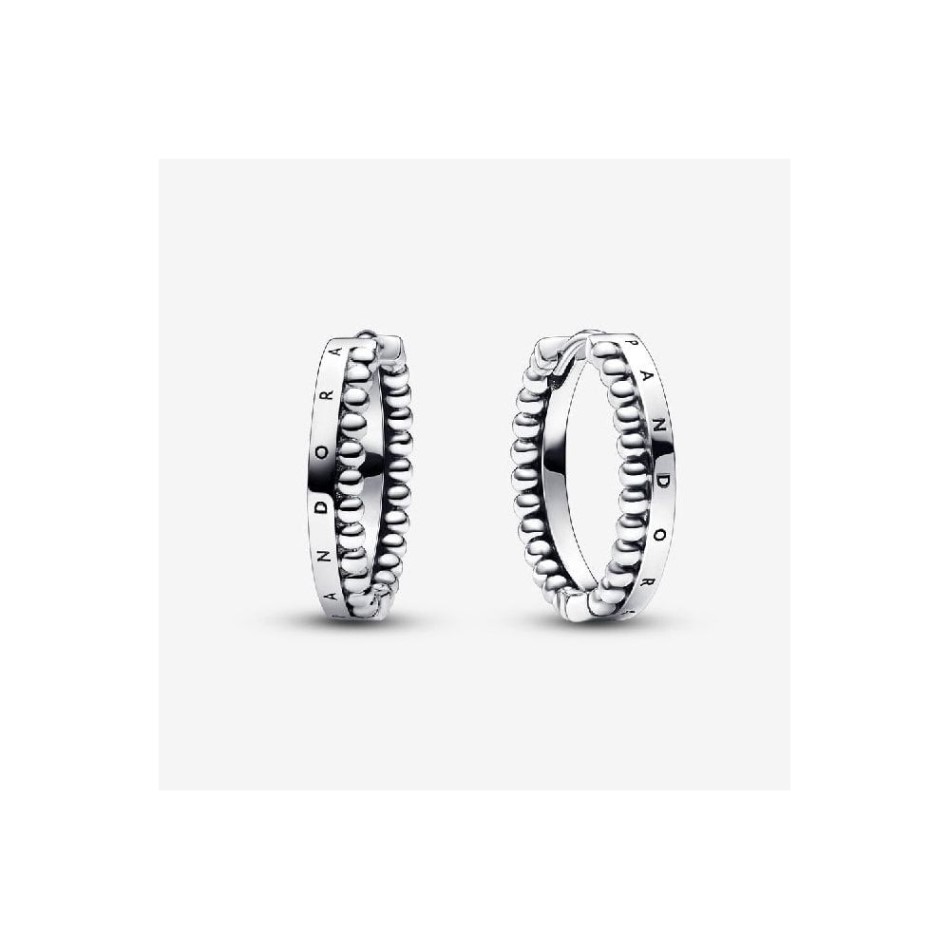 Signature Logo & Beads Hoop Earrings Pandora NZ