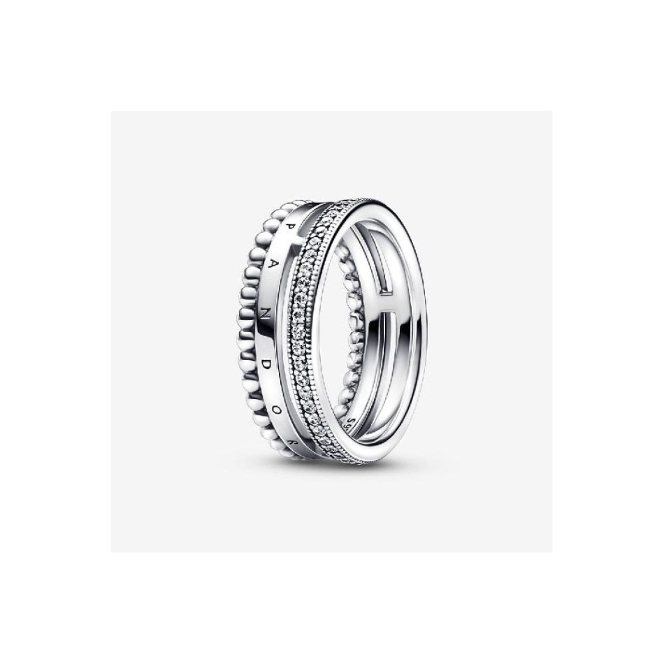 Signature Logo Pandora NZ Pave & Beads Ring