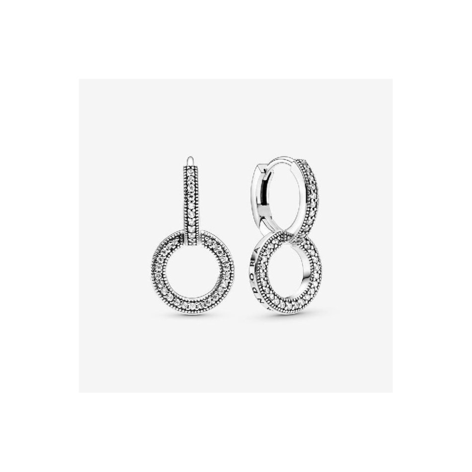 Signature Sparkling Double Hoop Earrings Pandora NZ