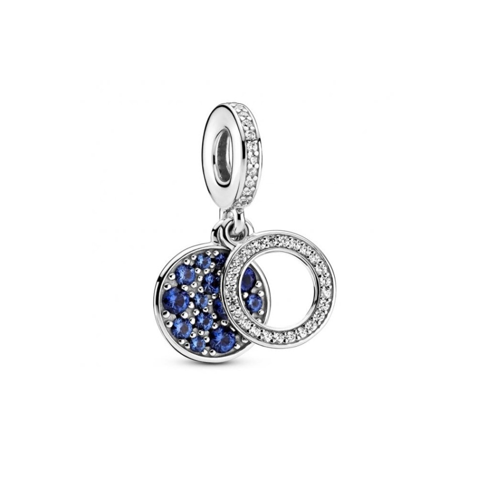 Sparkling Blue Disc Double Dangle Charms Pandora NZ
