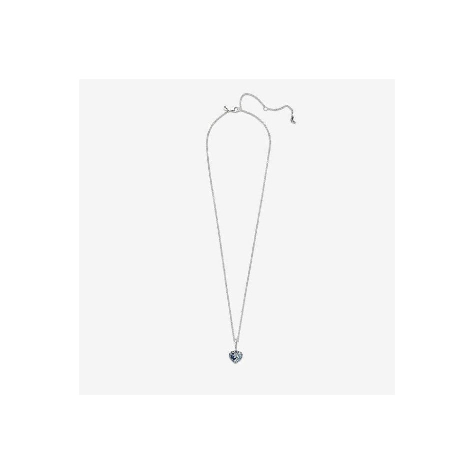 Sparkling Blue Moon & Stars Heart Necklace Pandora NZ