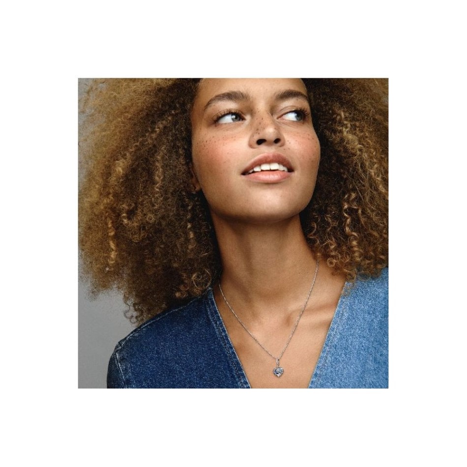 Sparkling Blue Moon & Stars Heart Necklace Pandora NZ