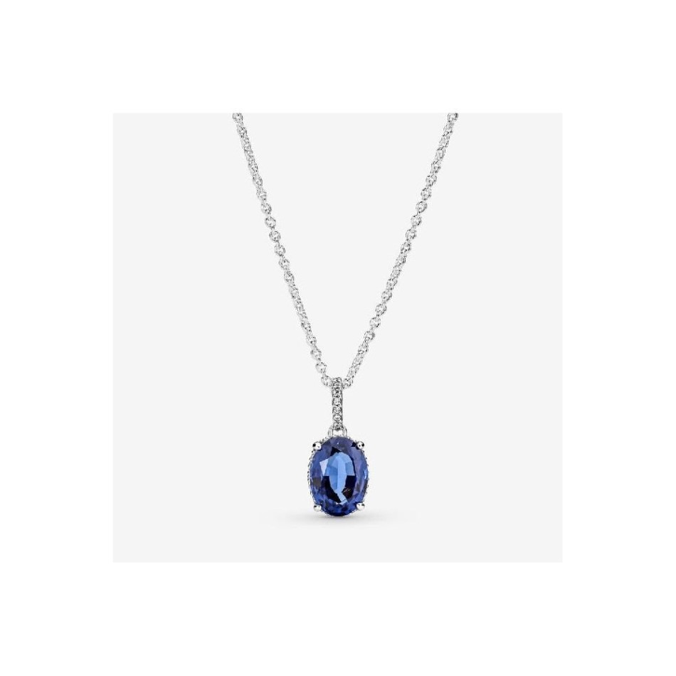 Sparkling Blue Statement Halo Pendant Necklace Pandora NZ