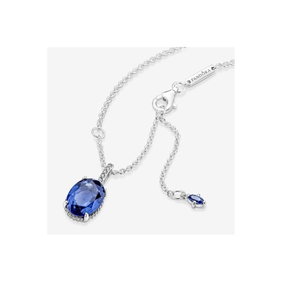 Sparkling Blue Statement Halo Pendant Necklace Pandora NZ