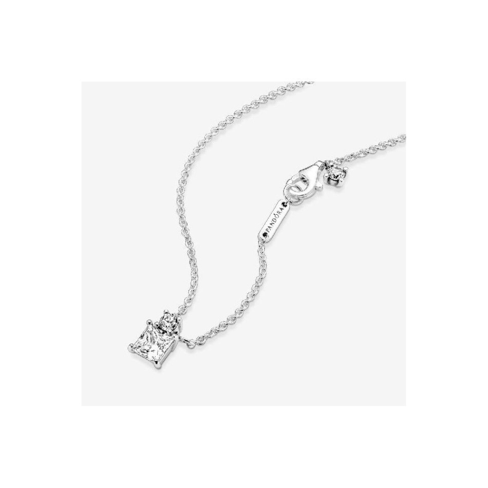 Sparkling Collier Round & Square Pendant Necklace Pandora NZ