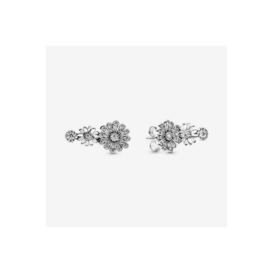 Sparkling Daisy Flower Trio Stud Earrings Pandora NZ