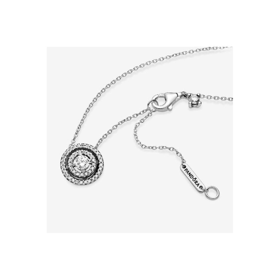 Sparkling Double Halo Collier Necklace Pandora NZ