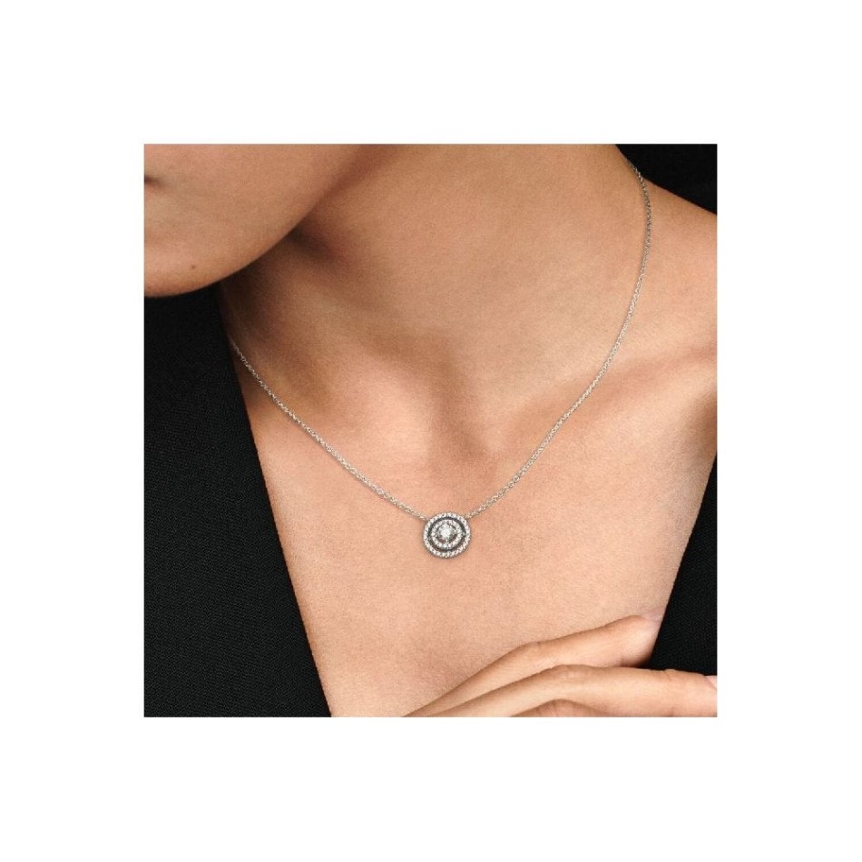 Sparkling Double Halo Collier Necklace Pandora NZ