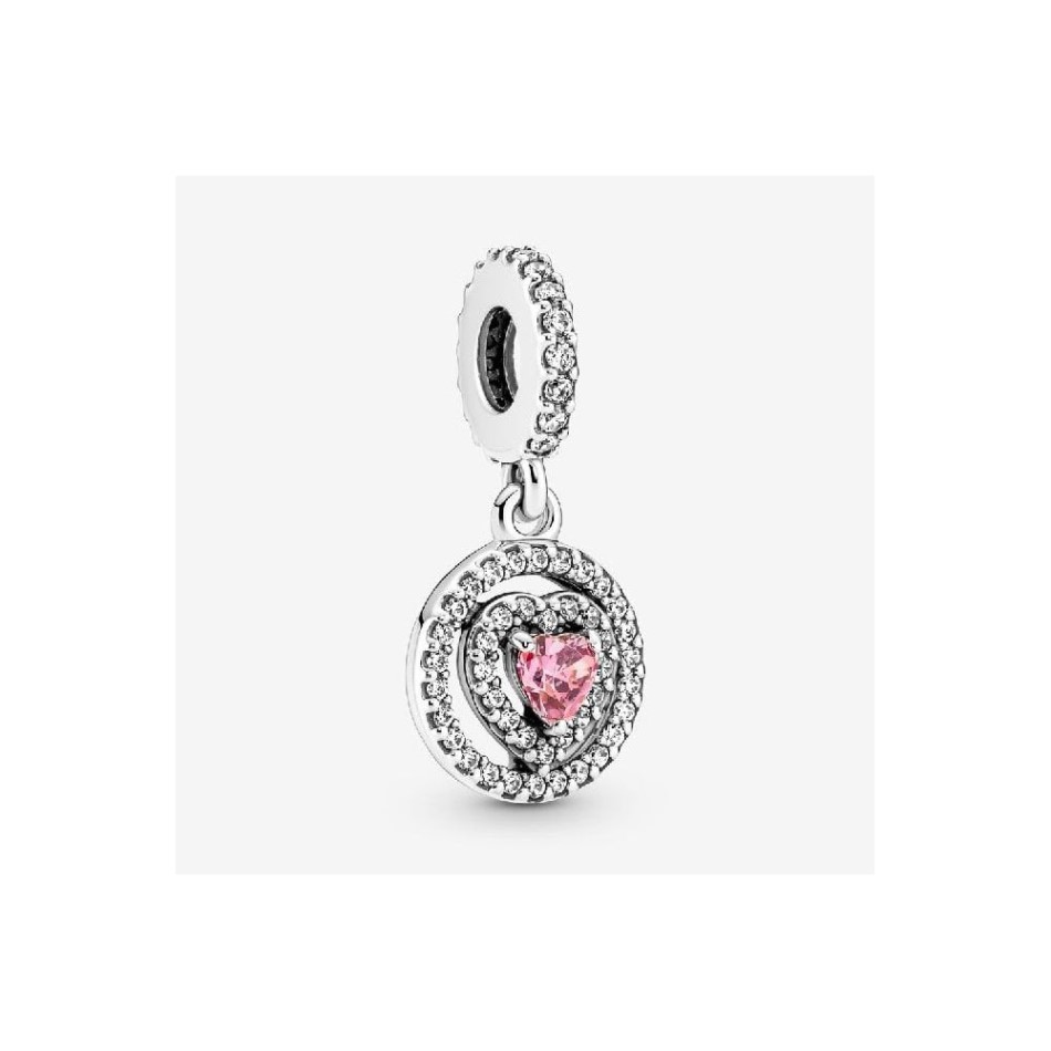 Sparkling Double Halo Heart Dangle Charms Pandora NZ