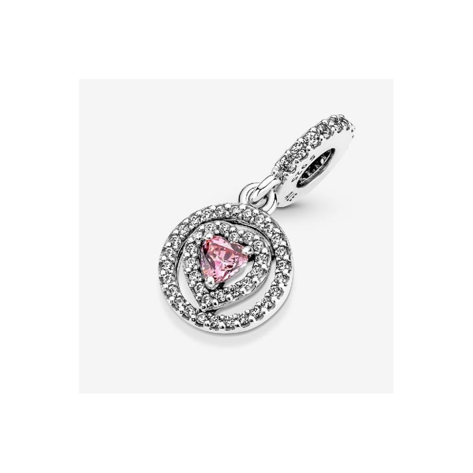 Sparkling Double Halo Heart Dangle Charms Pandora NZ