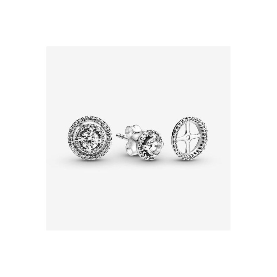 Sparkling Double Halo Stud Earrings Pandora NZ