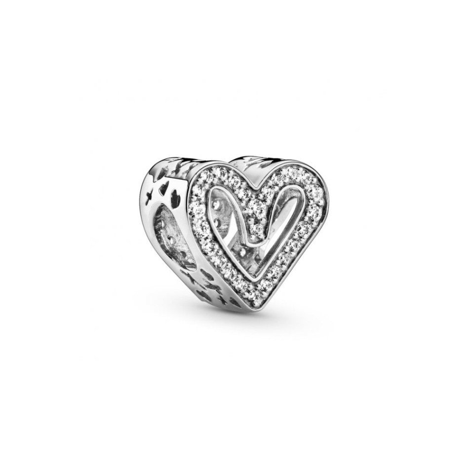 Sparkling Freehand Heart Charms Pandora NZ