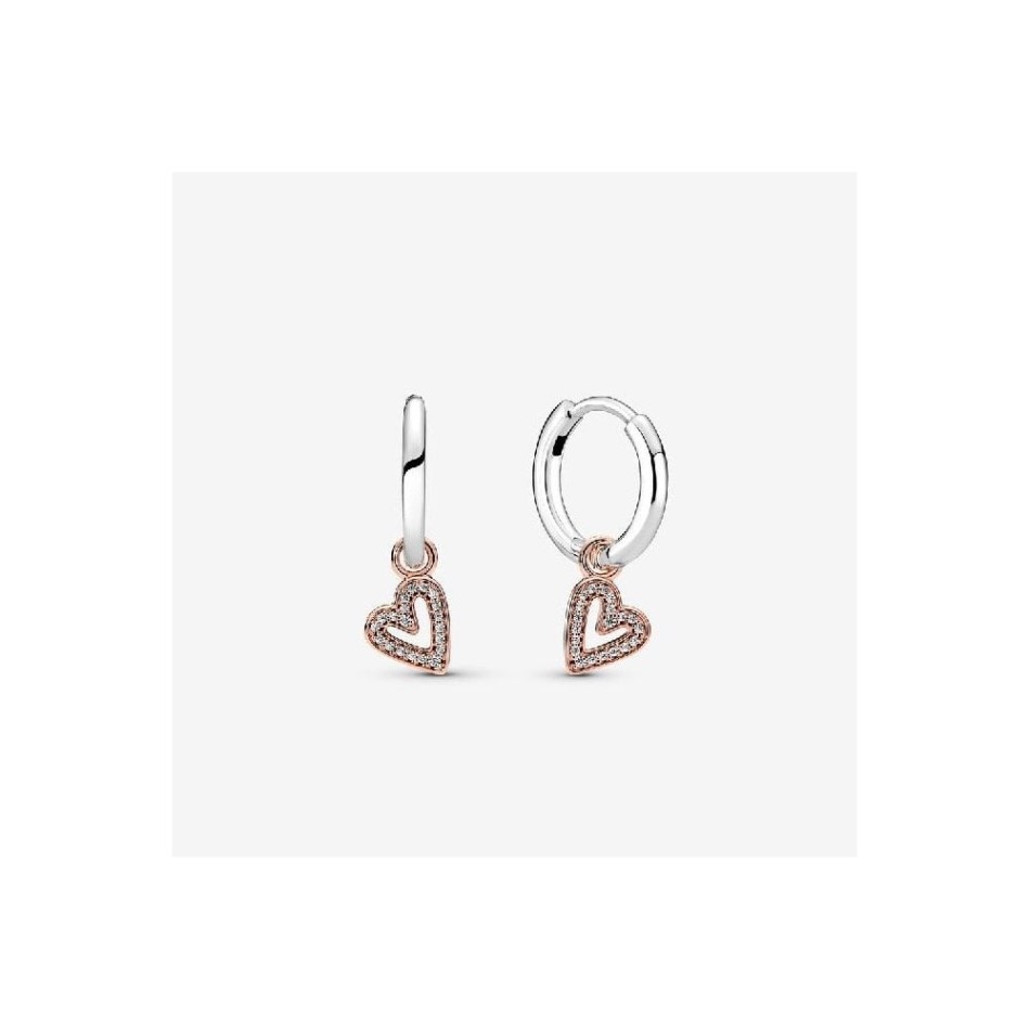 Sparkling Freehand Heart Hoop Earrings Pandora NZ