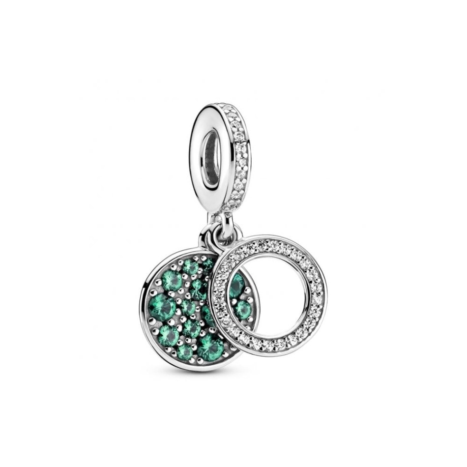 Sparkling Green Disc Double Dangle Charms Pandora NZ